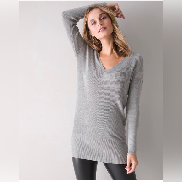 White House Black Market Long Sleeve Ribbed Tunic - Picture 3 of 11